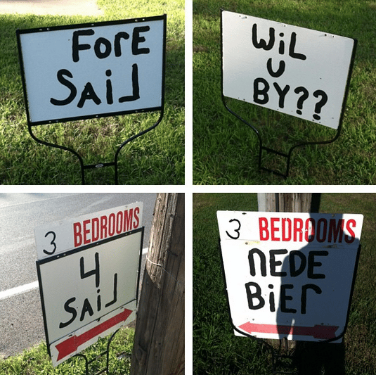 Humorous Real Estate Signs