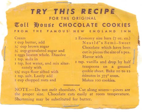 a vintage toll house chocolate chip cookie recipe to use at your next open house.