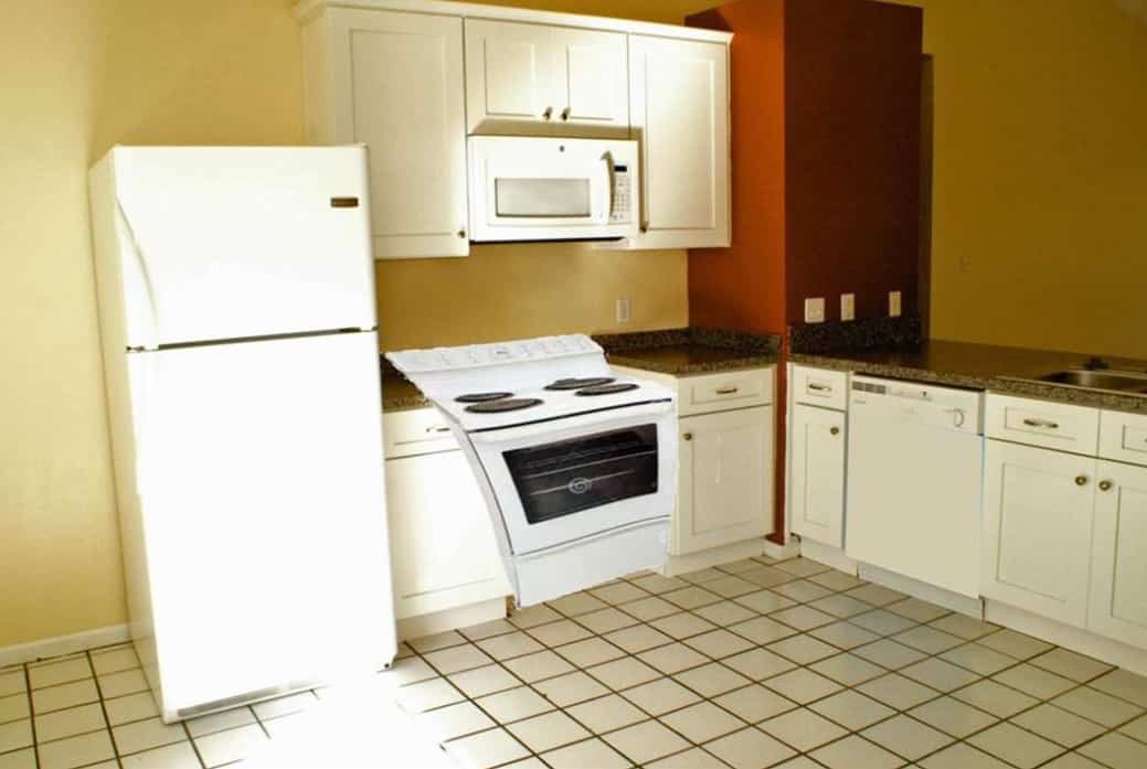 a very poorly photoshopped kitchen