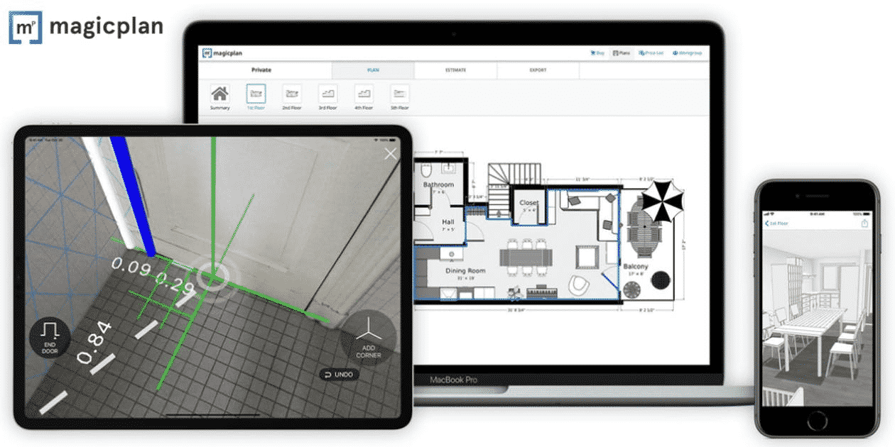 magicplan app displayed on several devices