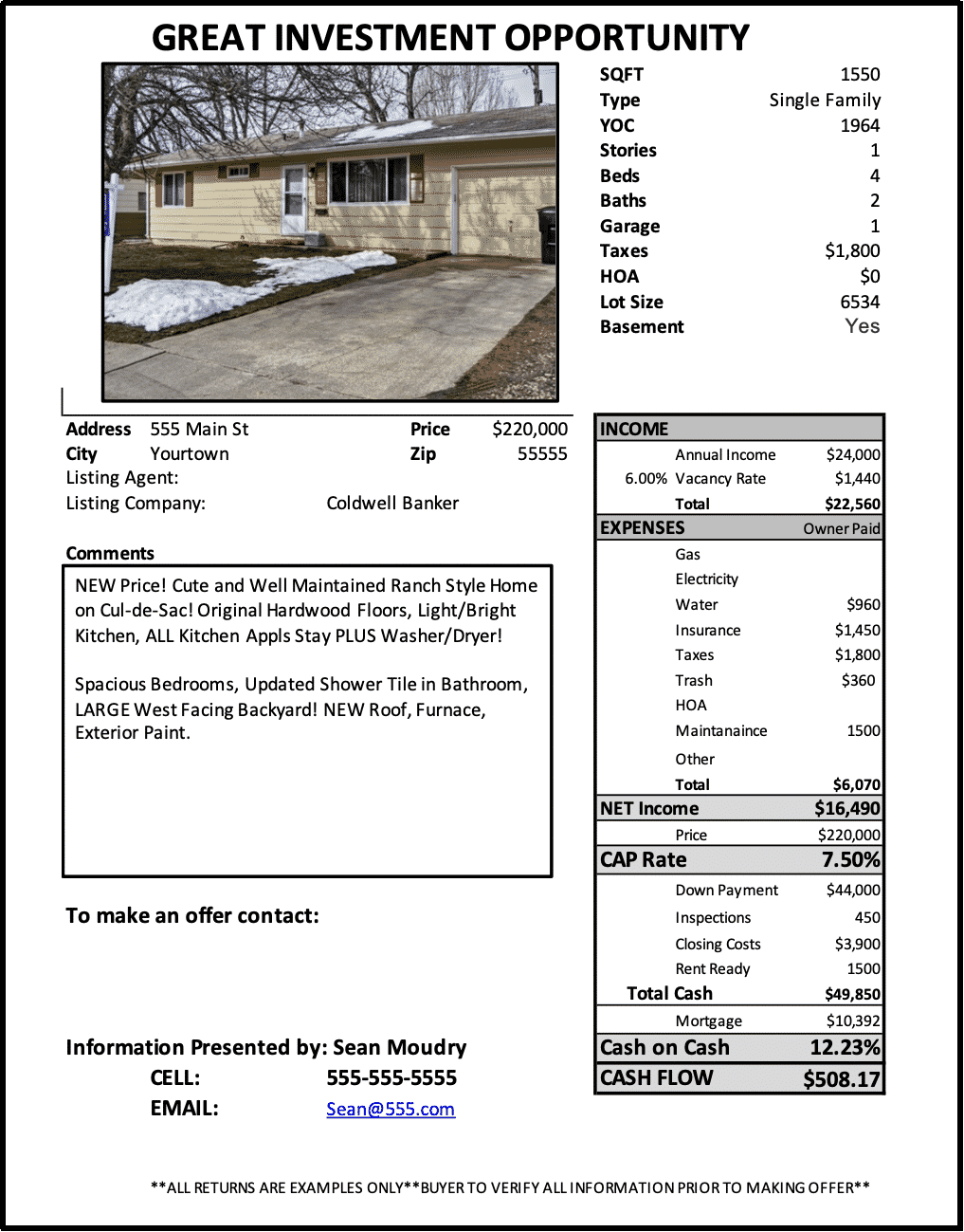 example of How to Calculate CAP Rate for Cash Flow Real Estate