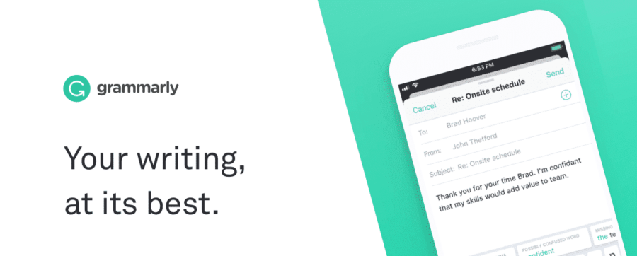Phone displaying the process of fixing grammar with Grammarly