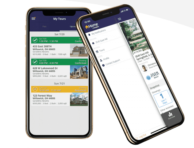 Phones displaying real estate open house program ShowingTime