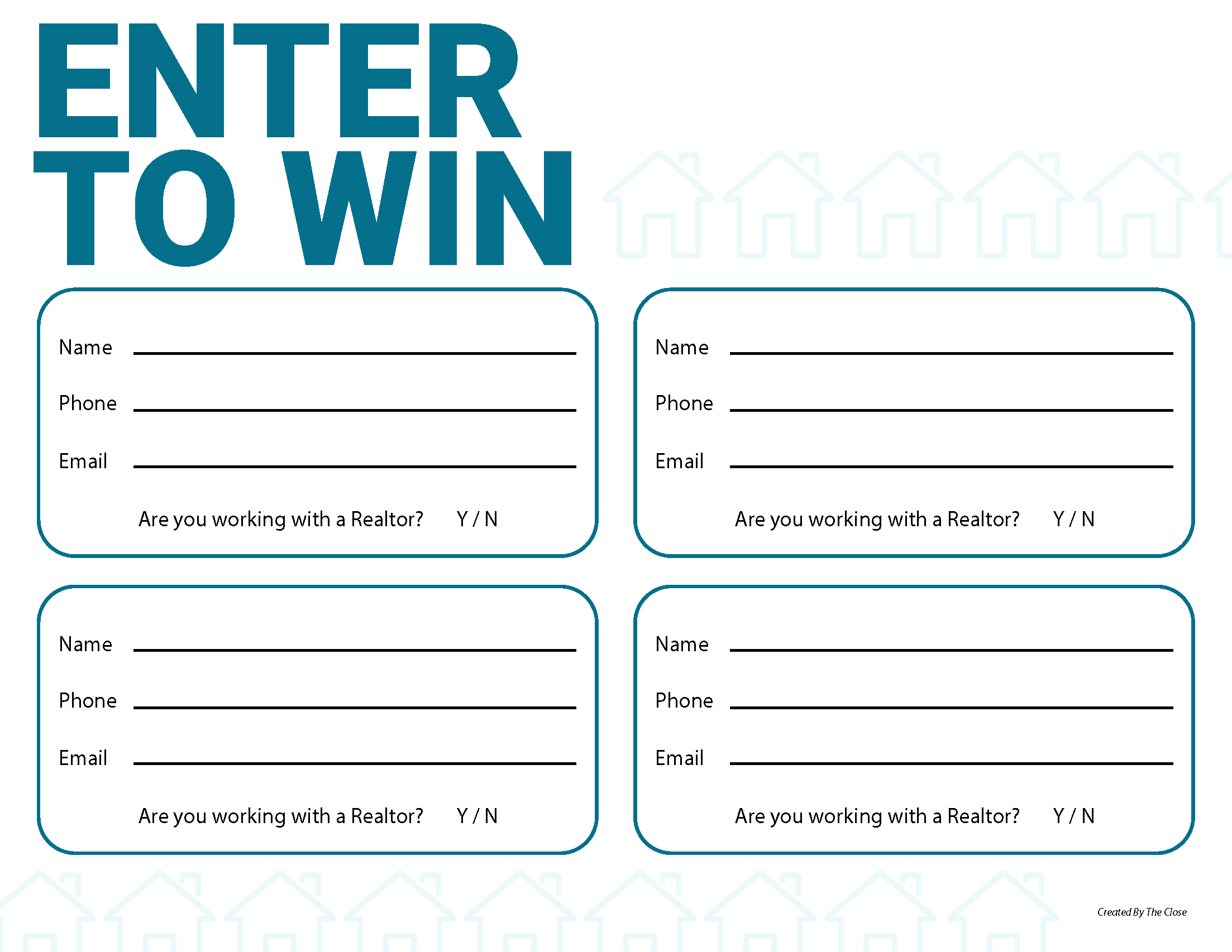 ‘Enter to Win’ Open House Sign-in Sheet Template