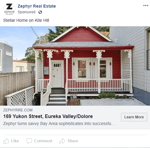 Real estate Facebook ad with a listing of a new home for sale.