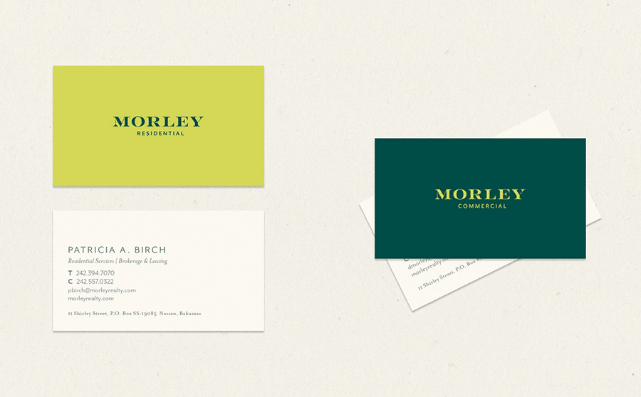 Morley Brokerage Bahamas Business Cards