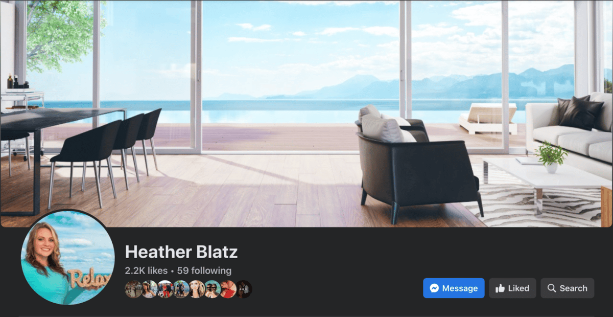 Heather Blatz promotes more than real estate in her Facebook cover image, she promotes the coastal lifestyle