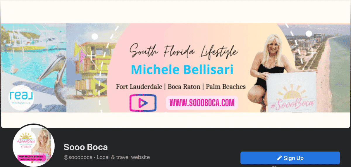 Michele Bellisari uses color and lifestyle to target her specific audience with her Facebook cover image