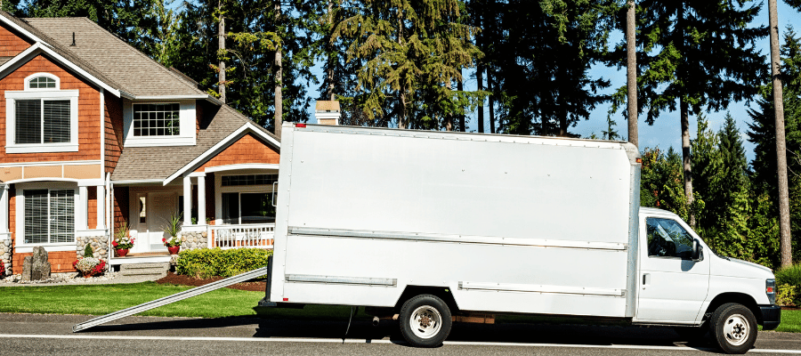 4x4 courier van parking in front of the house