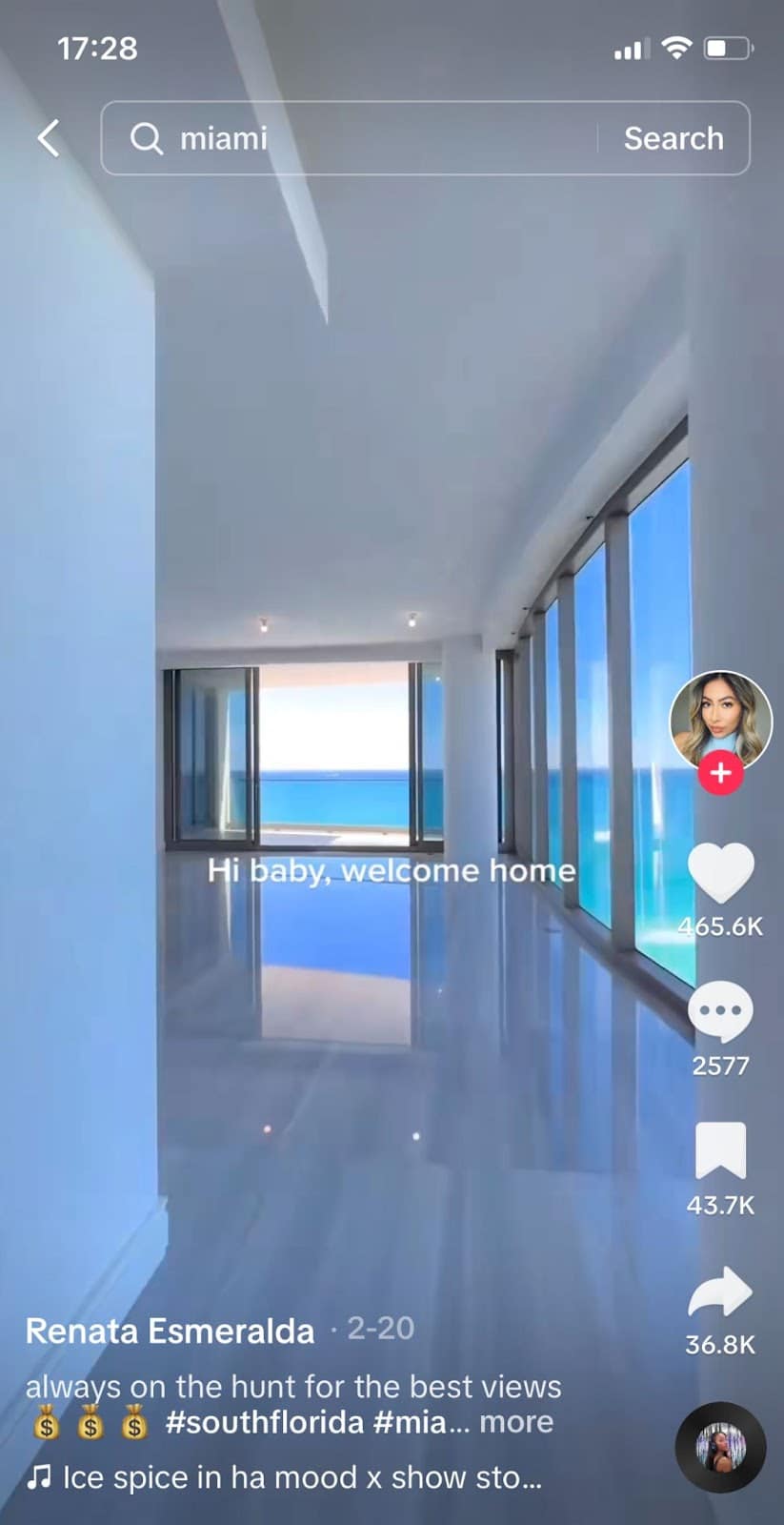 Screenshot of TikTok video with location hashtags