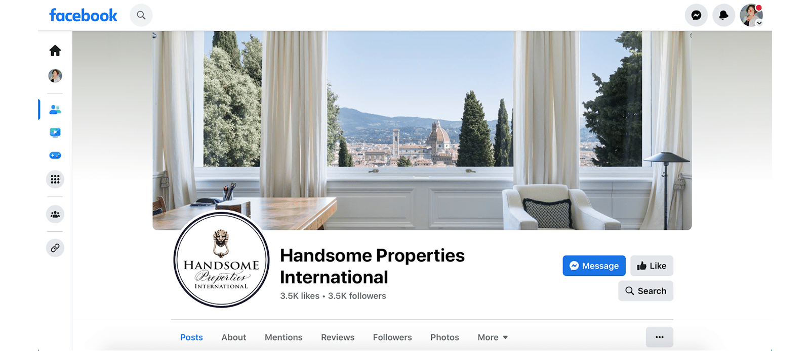 Handsome Properties International real estate Facebook page