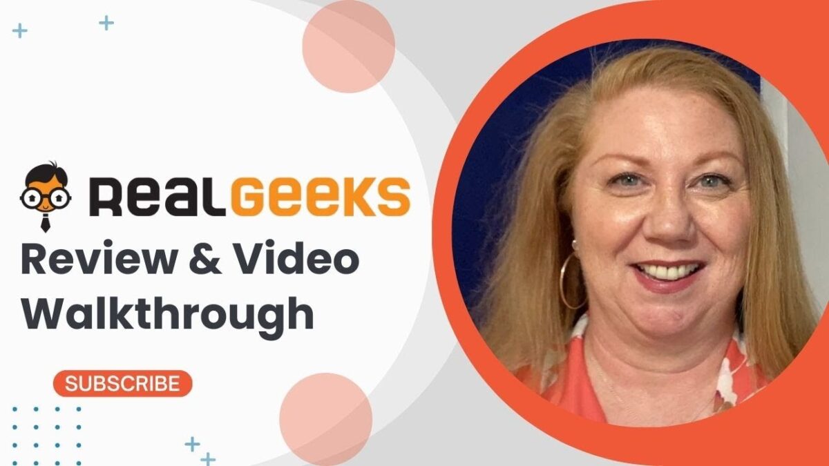 Real Tactics Pro YouTube Channel; Image of Jodie Cordell; caption "Real Geeks Review & Video Walkthrough"