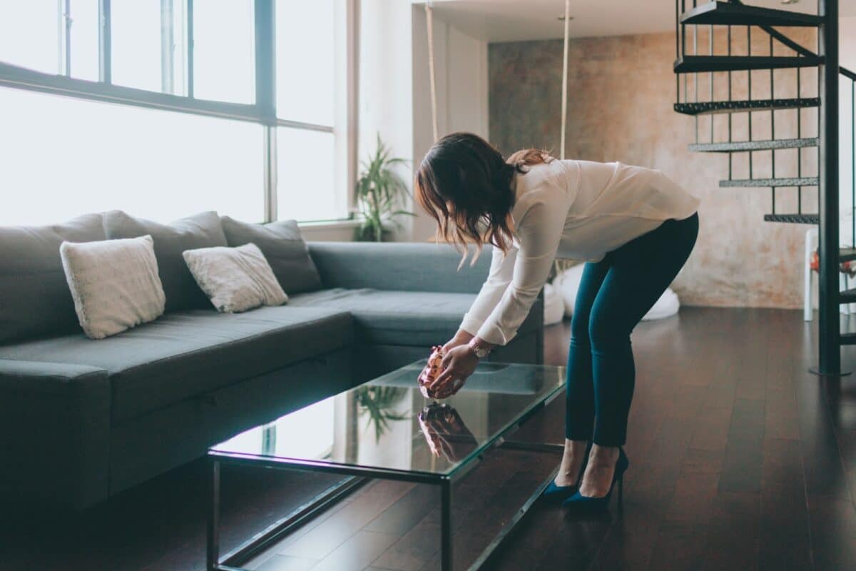 A woman staging a home. 