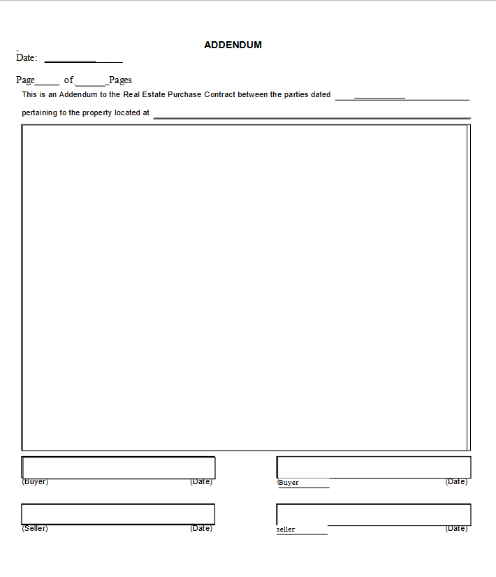 Screenshot of a real estate offer to purchase addendum form