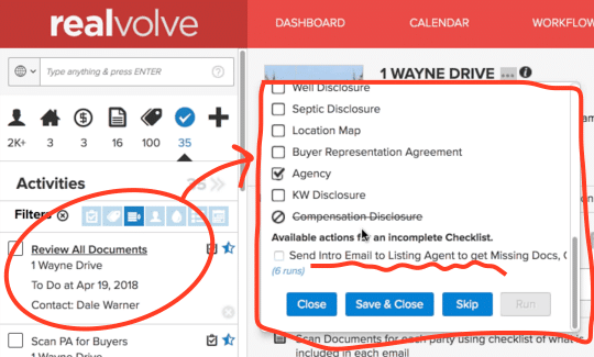 Image of contact page with checklist on required documents